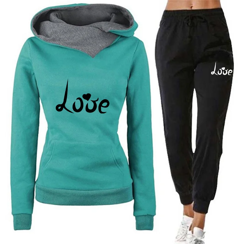 Women's Hoodie Tracksuit Love  - đánh giá và giá Winter Clothing Factory Outlet