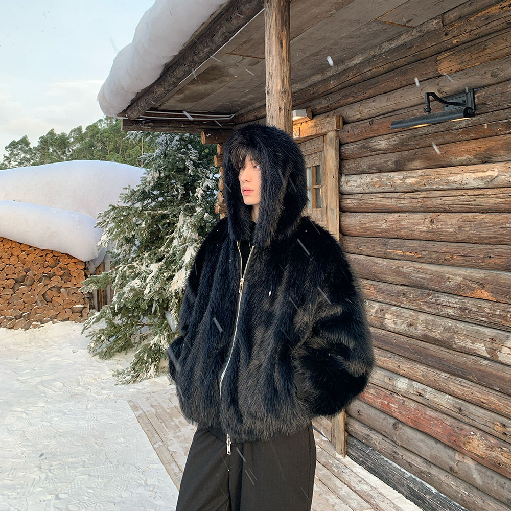 Men Faux Fur Coats Jackets Hoo - đánh giá và giá Winter Clothing Clearance