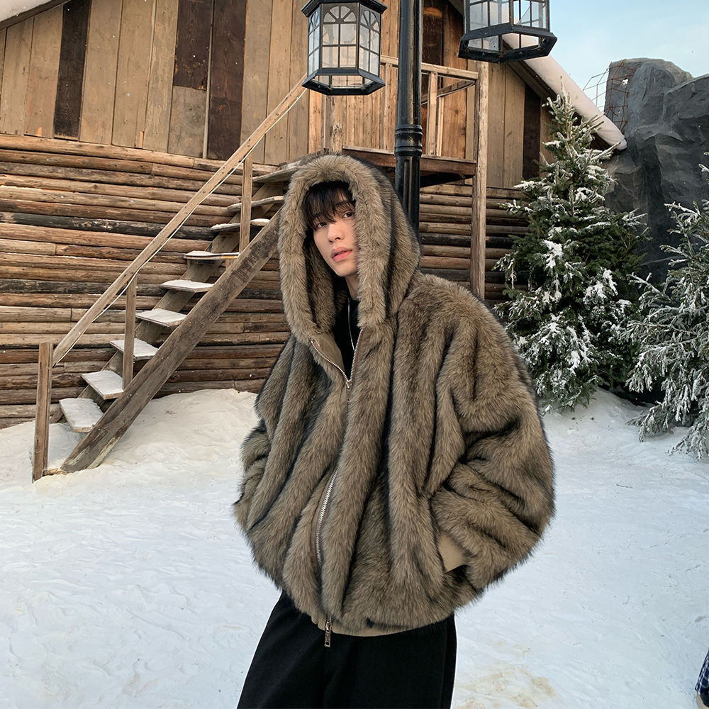 Men Faux Fur Coats Jackets Hoo - đánh giá và giá Winter Clothing Clearance