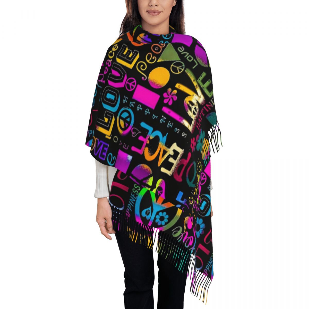 Womens Tassel Scarf Peace Fora - đánh giá và giá Cashmere Scarf Wrap