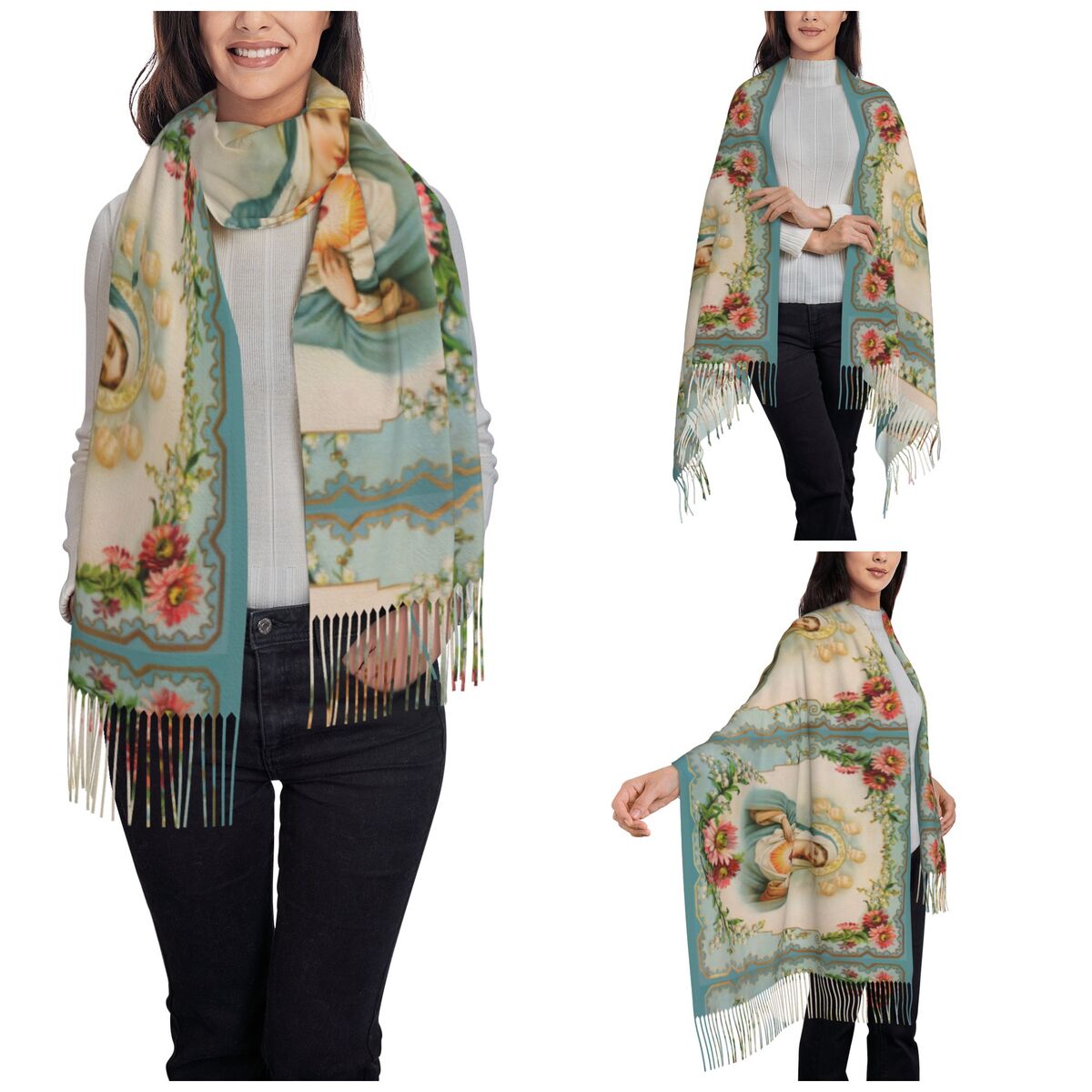 Women's Scarf with Tassel Virg - đánh giá và giá Cashmere Scarf Wrap