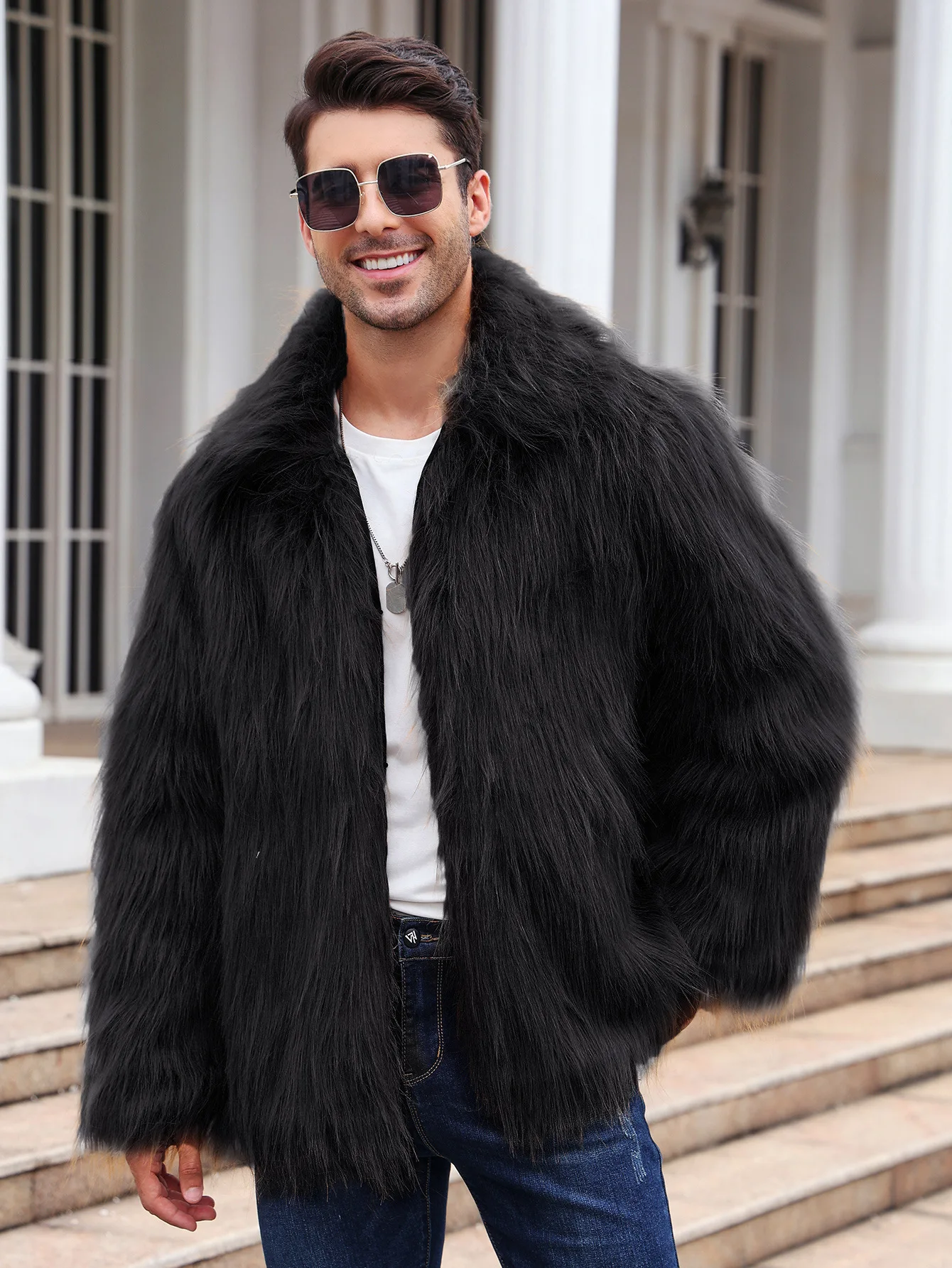 Men Faux Fox Fur Jacket Coat W - đánh giá và giá Winter Clothing Clearance