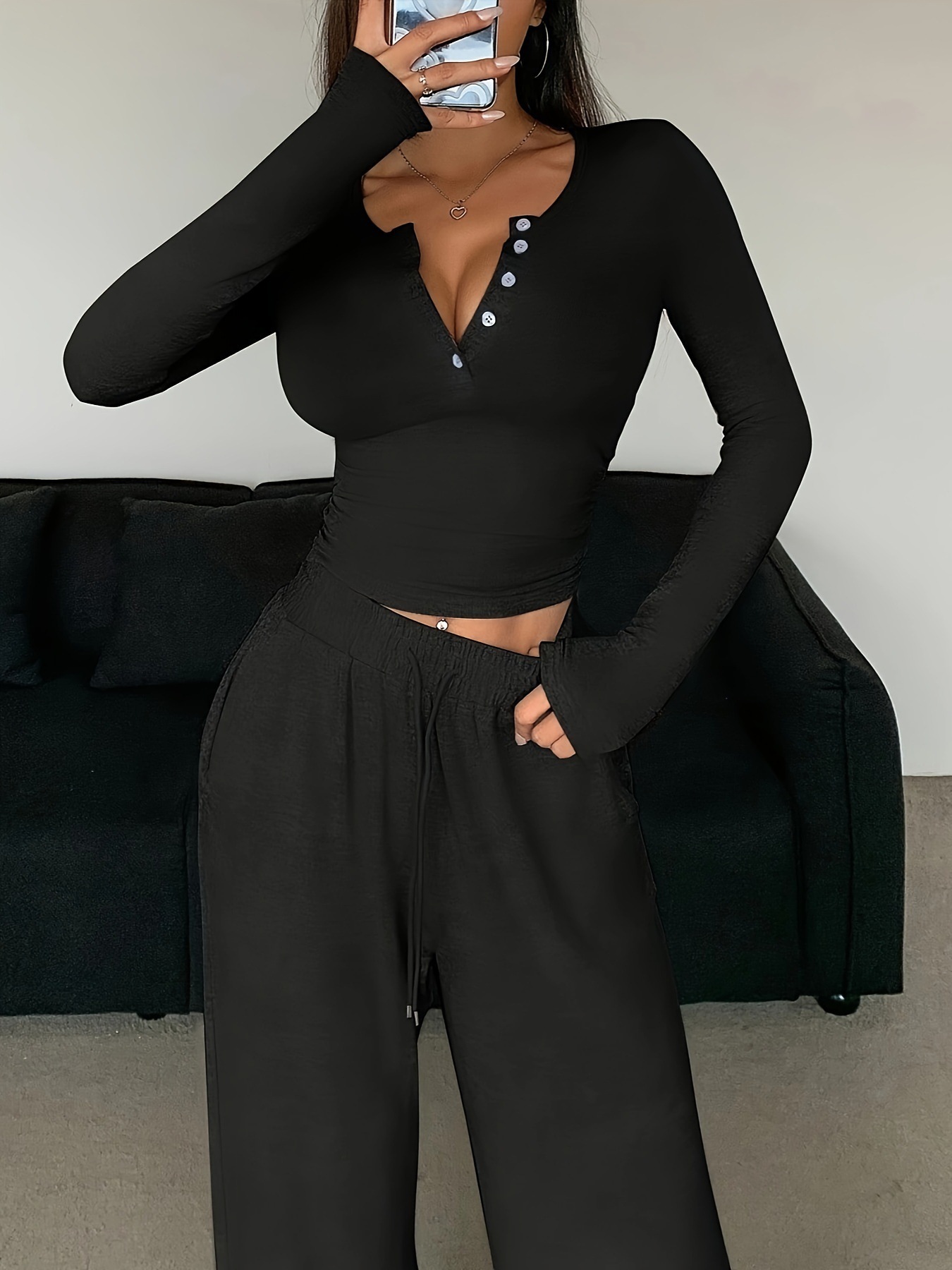 Solid Color Pant Sets Autumn W - đánh giá và giá Winter Clothing Clearance